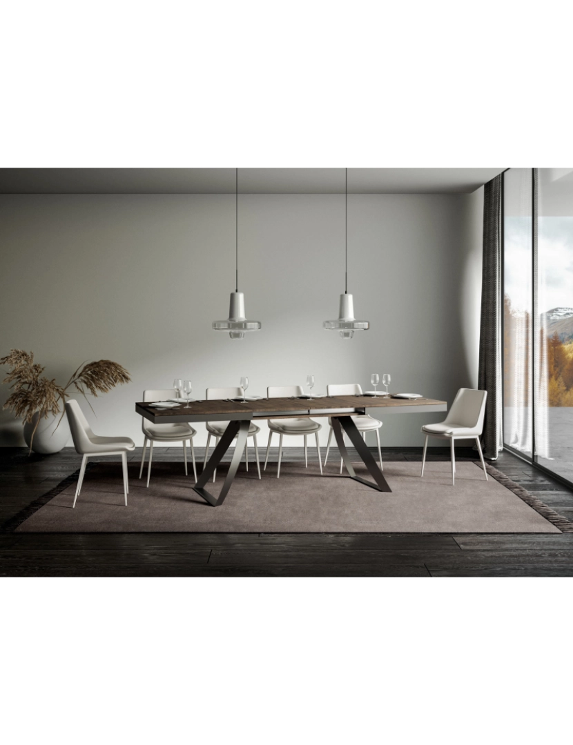 imagem de Mesa de jantar extensível 90x180/284 cm Proxy Evolution Nogueira quadro Antracite3