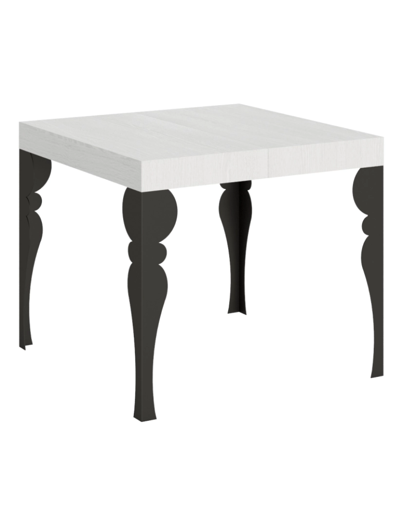 Itamoby - Mesa de jantar extensível 90x90/246 cm Paxon Cinza Branca quadro Antracite