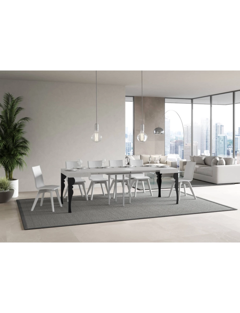 imagem de Mesa de jantar extensível 90x90/246 cm Paxon Cinza Branca quadro Antracite3