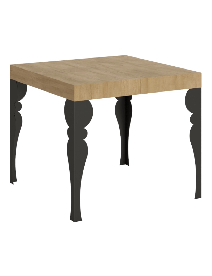 Itamoby - Mesa de jantar extensível 90x90/246 cm Paxon Carvalho Natural quadro Antracite