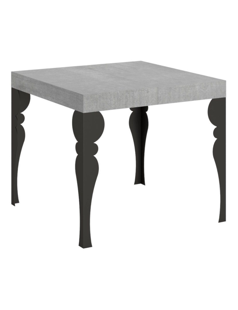 Itamoby - Mesa de jantar extensível 90x90/246 cm Paxon Cimento quadro Antracite