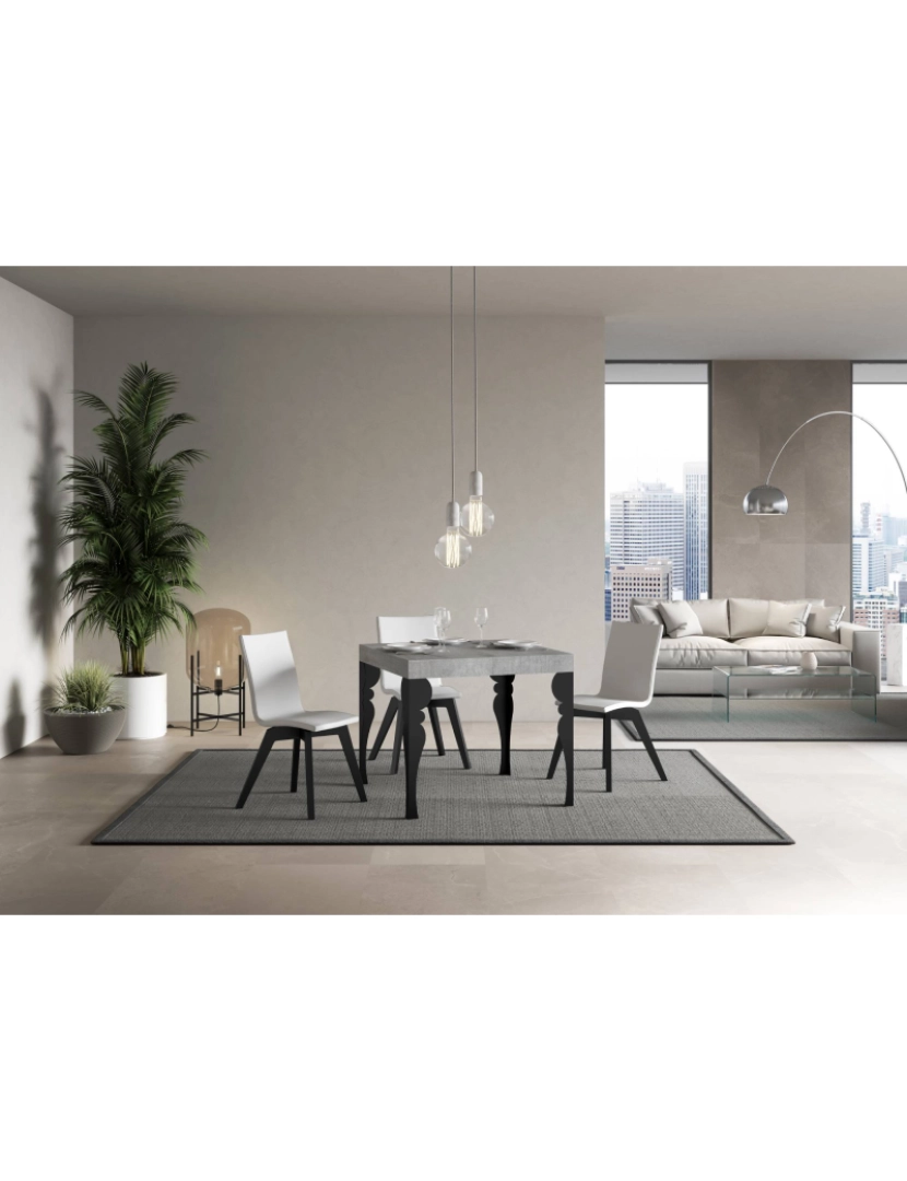 imagem de Mesa de jantar extensível 90x90/246 cm Paxon Cimento quadro Antracite2