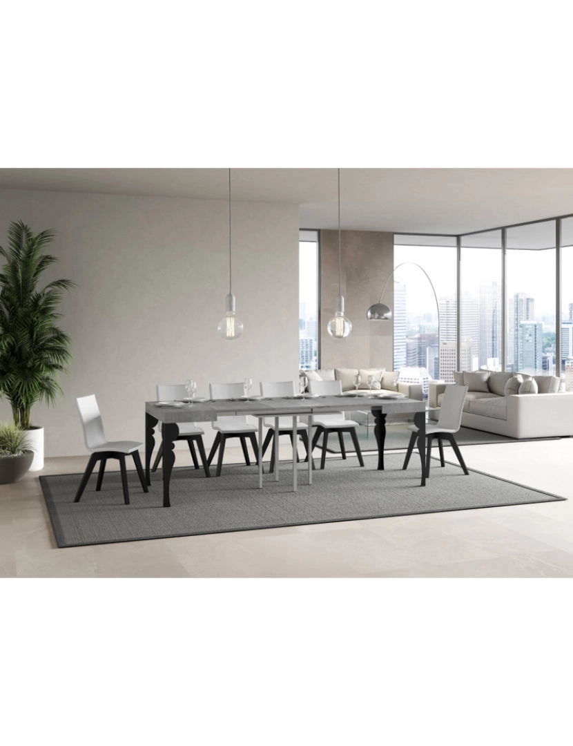 imagem de Mesa de jantar extensível 90x90/246 cm Paxon Cimento quadro Antracite3