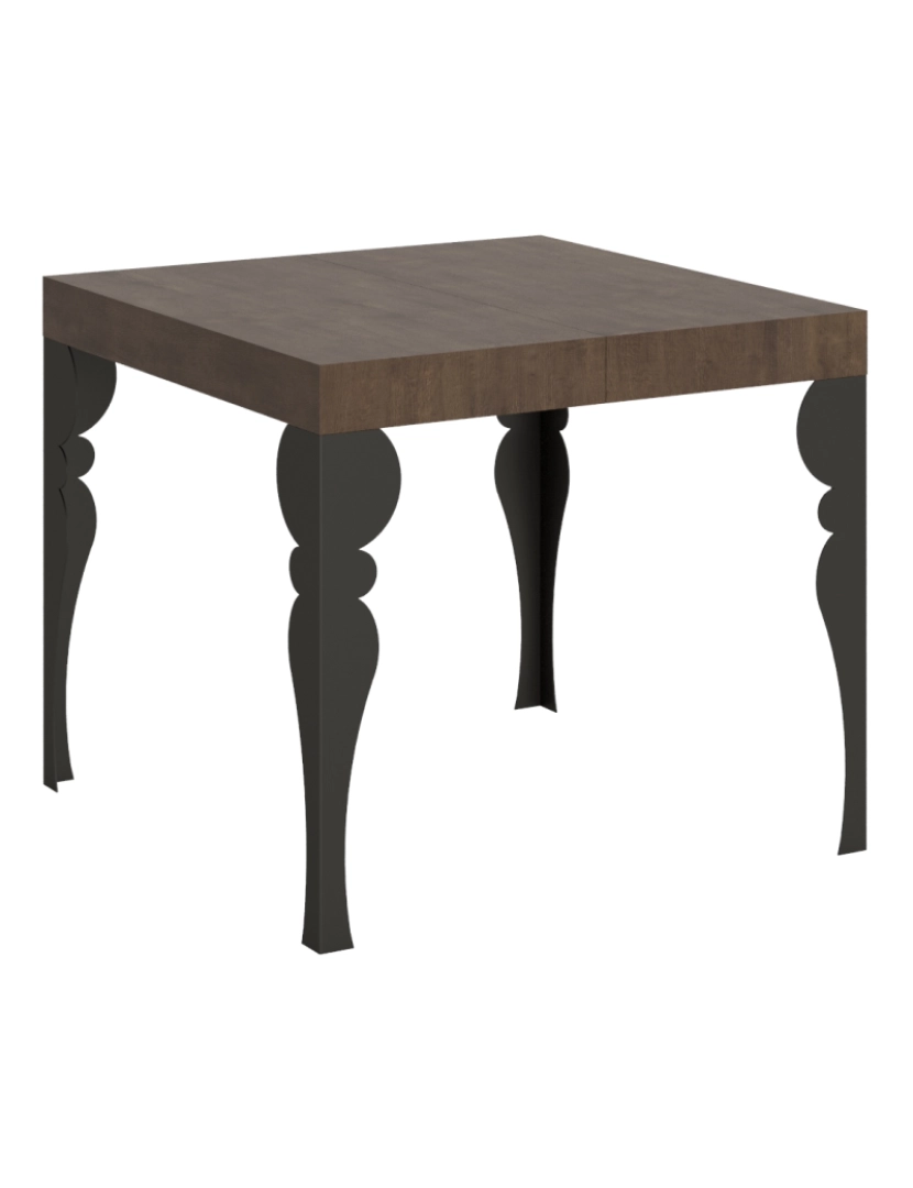 Itamoby - Mesa de jantar extensível 90x90/246 cm Paxon Nogueira quadro Antracite