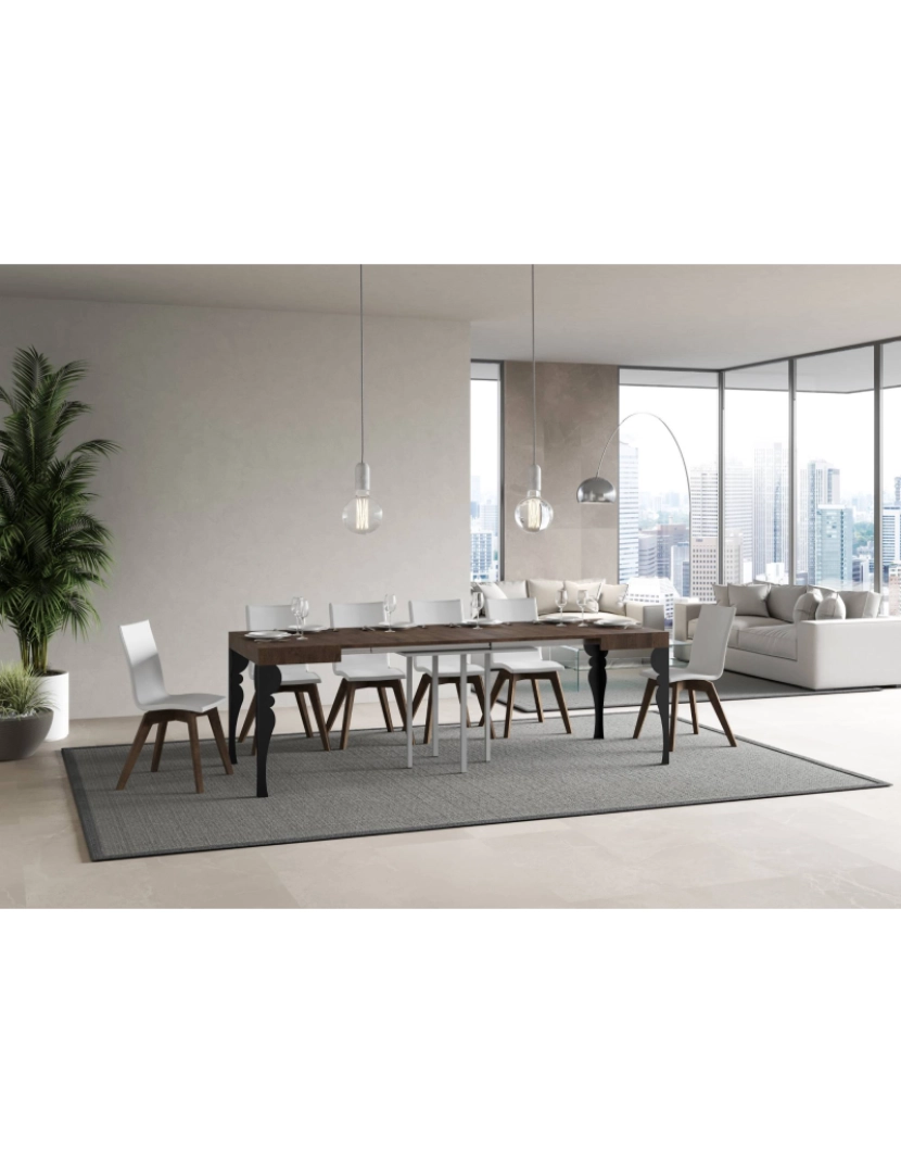 imagem de Mesa de jantar extensível 90x90/246 cm Paxon Nogueira quadro Antracite3