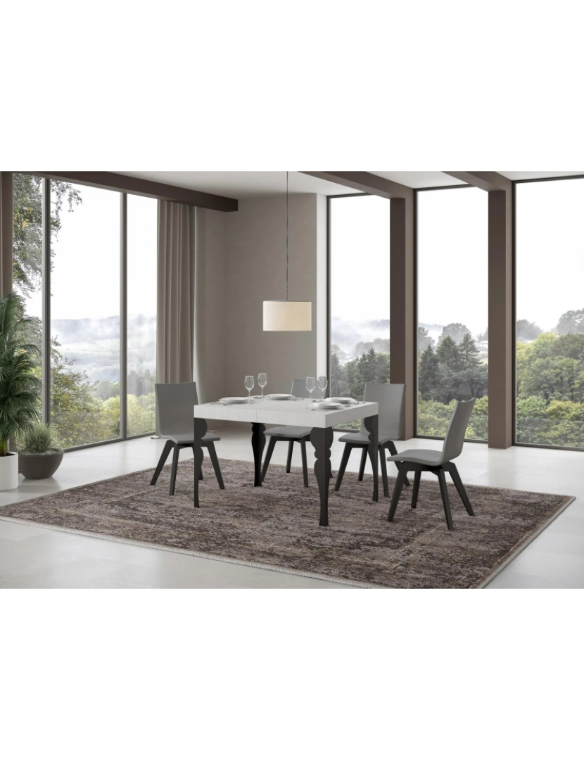 imagem de Mesa de jantar extensível 70x110/194 cm Paxon Cinza Branca quadro Antracite2