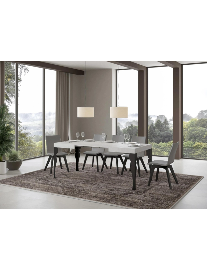 imagem de Mesa de jantar extensível 70x110/194 cm Paxon Cinza Branca quadro Antracite3