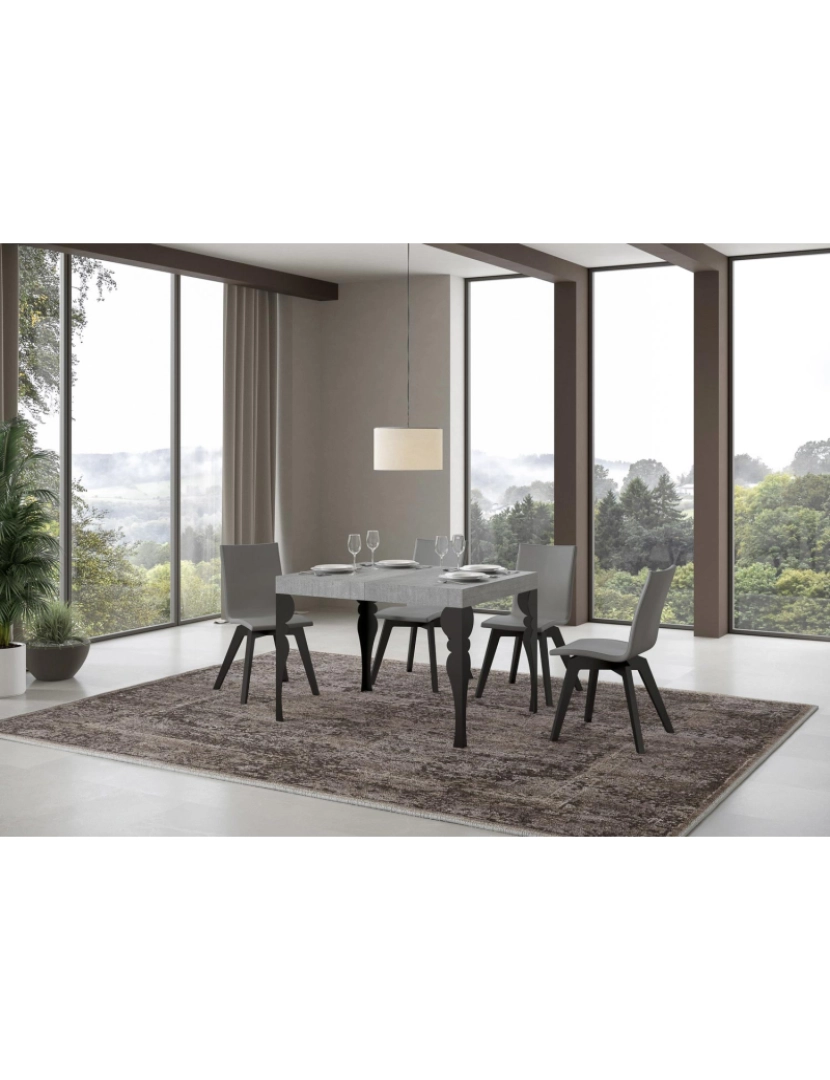 imagem de Mesa de jantar extensível 70x110/194 cm Paxon Cimento quadro Antracite2