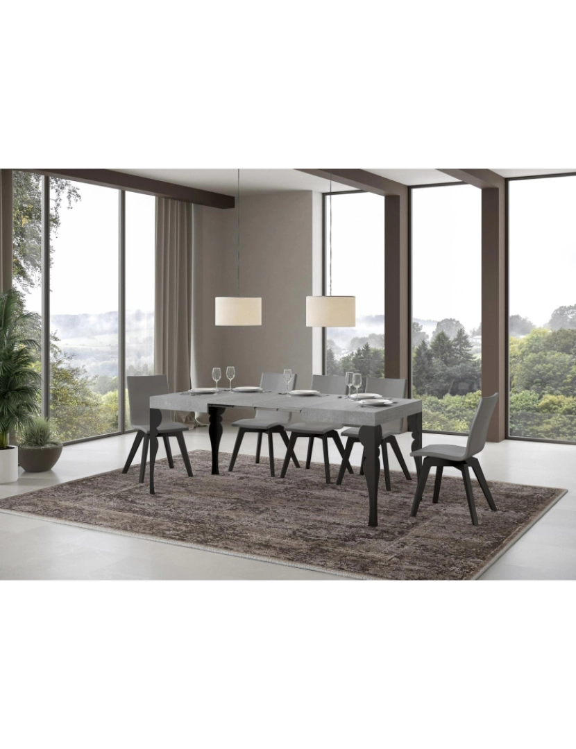 imagem de Mesa de jantar extensível 70x110/194 cm Paxon Cimento quadro Antracite3