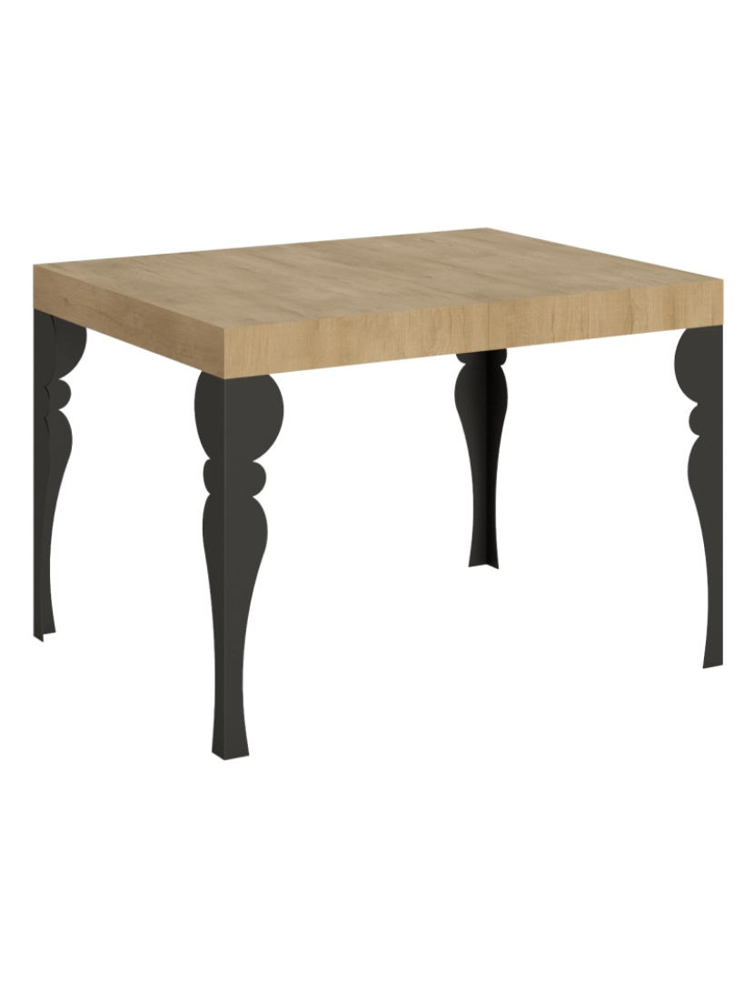 Itamoby - Mesa de jantar extensível 80x120/204 cm Paxon Carvalho Natural quadro Antracite