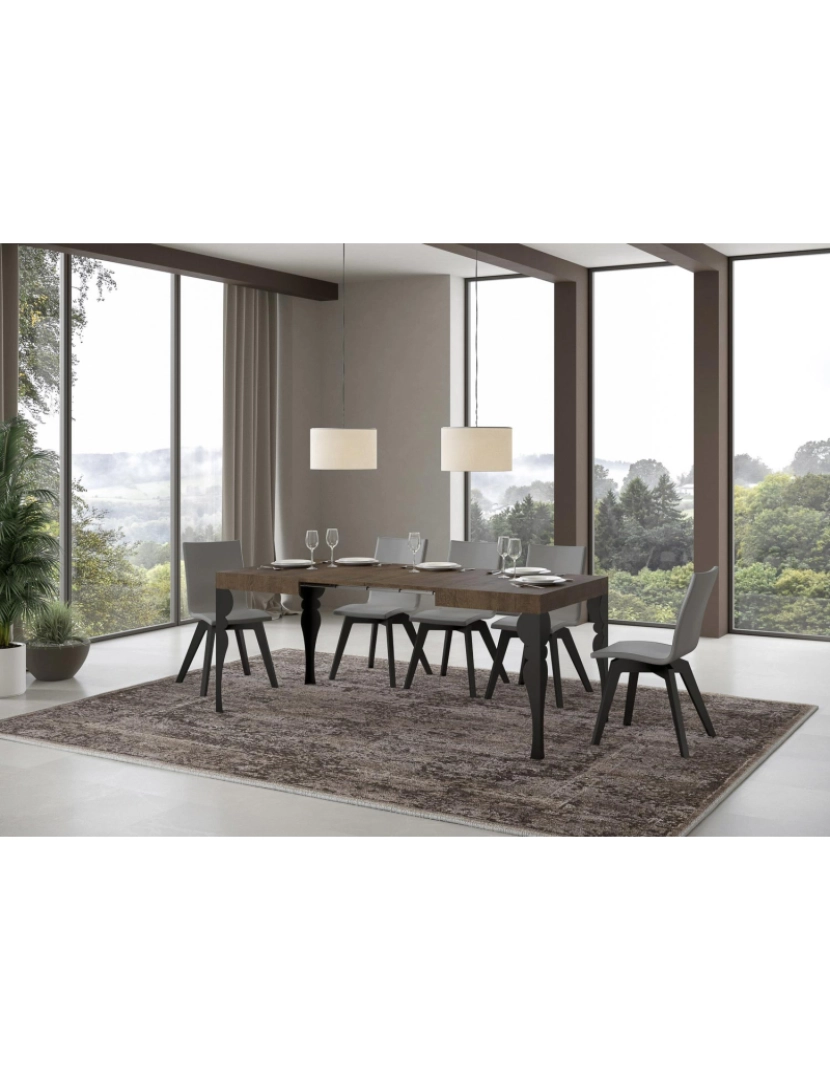 imagem de Mesa de jantar extensível 80x120/204 cm Paxon Nogueira quadro Antracite3