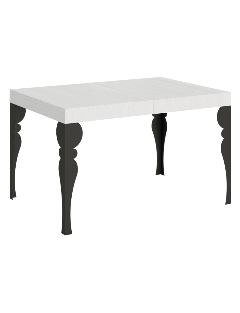 Itamoby - Mesa de jantar extensível 90x120/224 cm Paxon Cinza Branca quadro Antracite