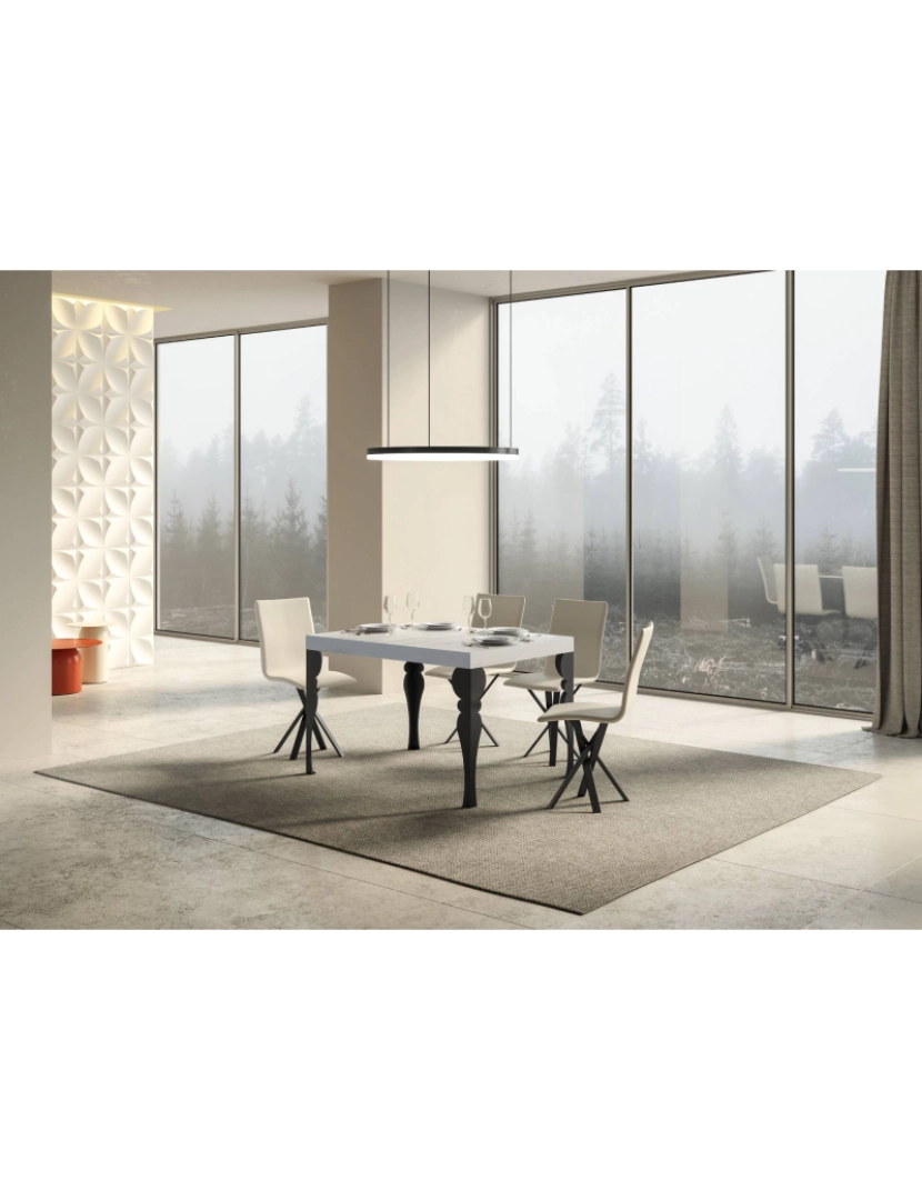 imagem de Mesa de jantar extensível 90x120/224 cm Paxon Cinza Branca quadro Antracite2