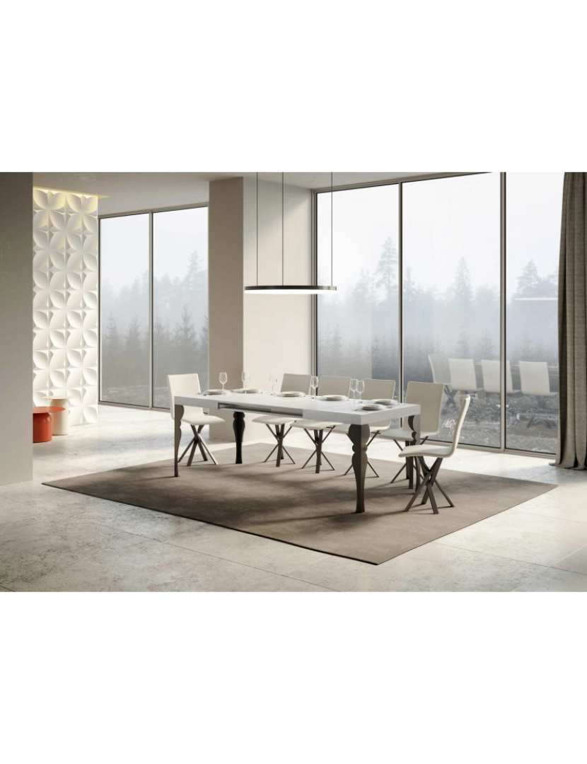 imagem de Mesa de jantar extensível 90x120/224 cm Paxon Cinza Branca quadro Antracite3