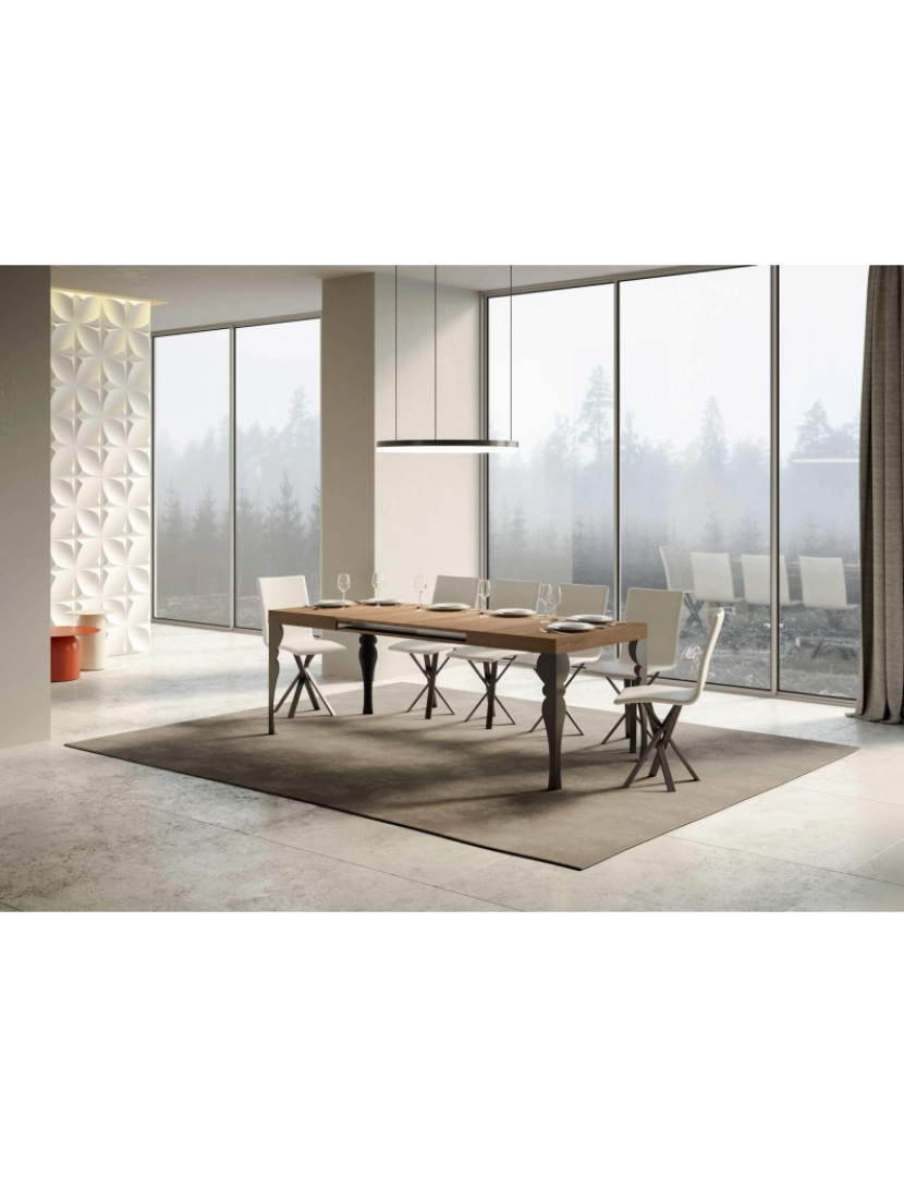 imagem de Mesa de jantar extensível 90x120/224 cm Paxon Carvalho Natural quadro Antracite3