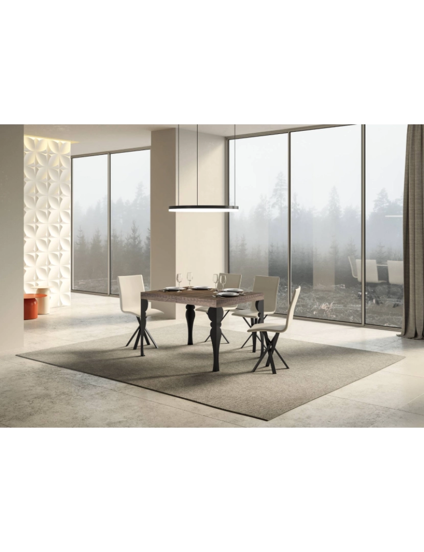 imagem de Mesa de jantar extensível 90x120/224 cm Paxon Nogueira quadro Antracite2