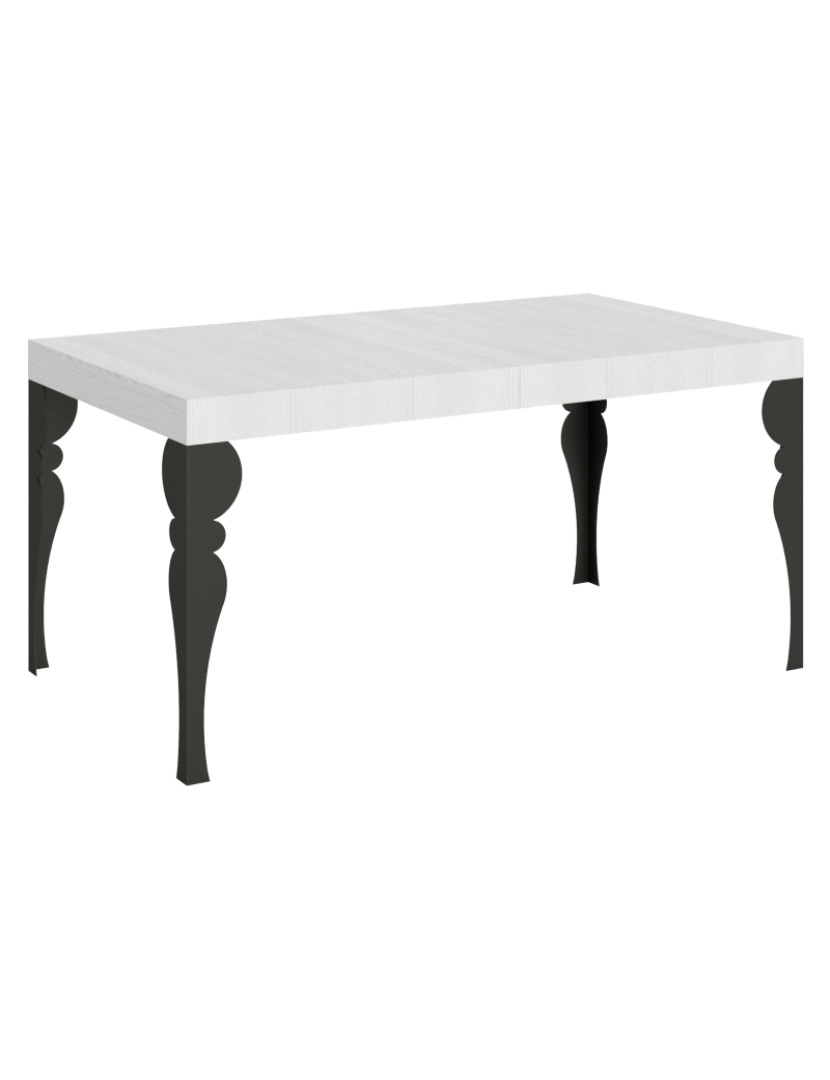 Itamoby - Mesa de jantar extensível 90x160/264 cm Paxon Cinza Branca quadro Antracite