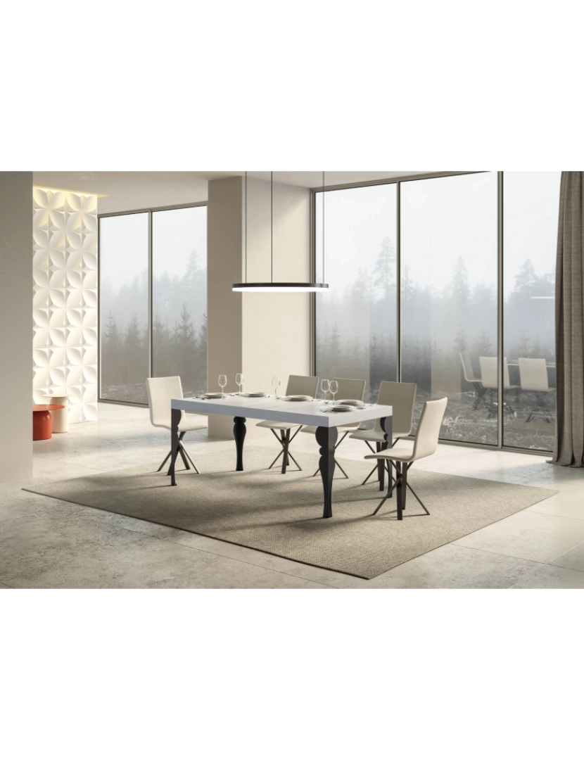 imagem de Mesa de jantar extensível 90x160/264 cm Paxon Cinza Branca quadro Antracite2