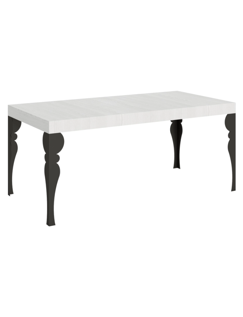 Itamoby - Mesa de jantar extensível 90x180/284 cm Paxon Cinza Branca quadro Antracite