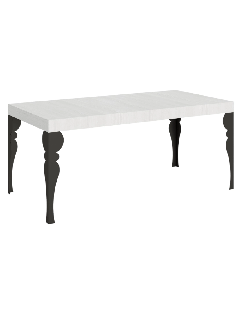 Itamoby - Mesa de jantar extensível 90x180/440 cm Paxon Cinza Branca quadro Antracite