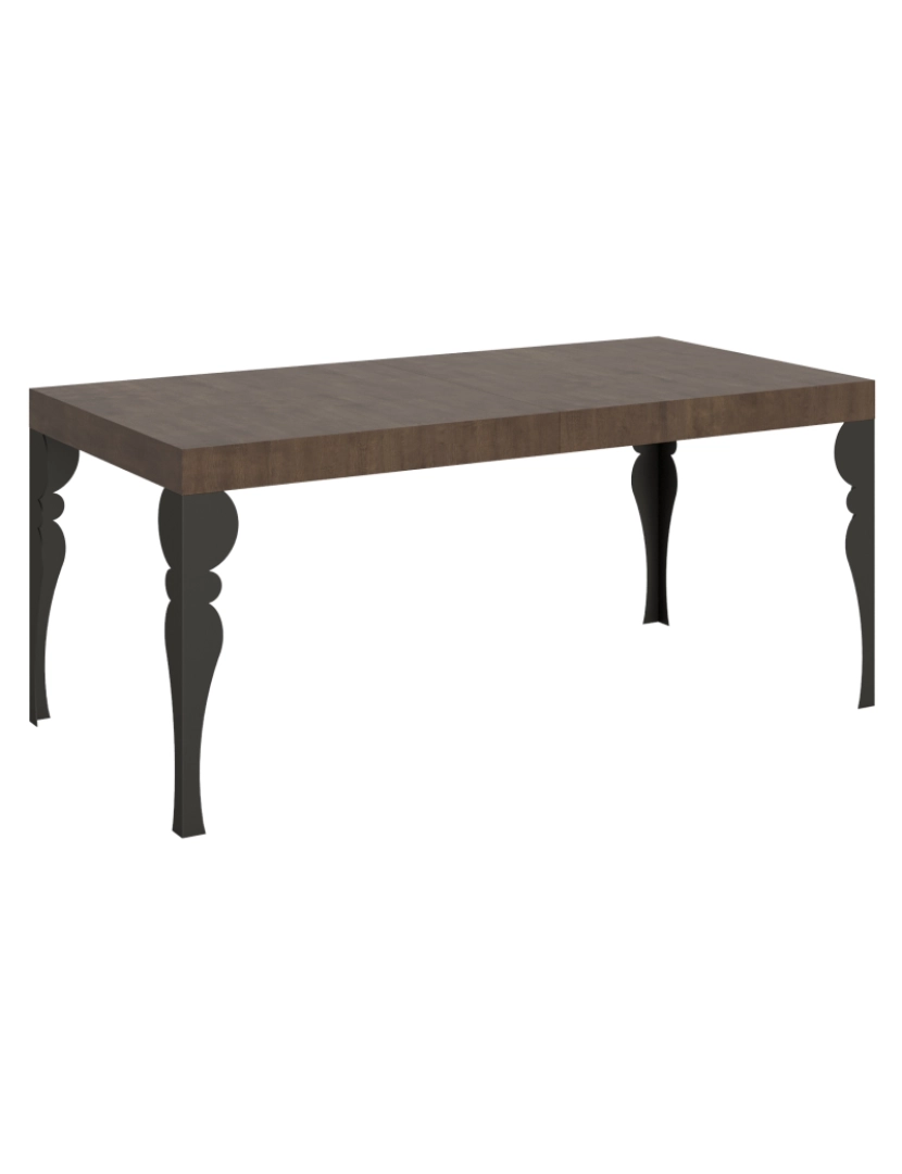 Itamoby - Mesa de jantar extensível 90x180/440 cm Paxon Nogueira quadro Antracite