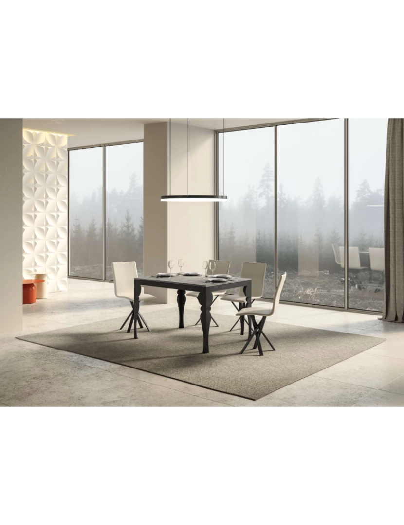 imagem de Mesa de jantar extensível 90x120/224 cm Paxon Evolution Cimento quadro Antracite2