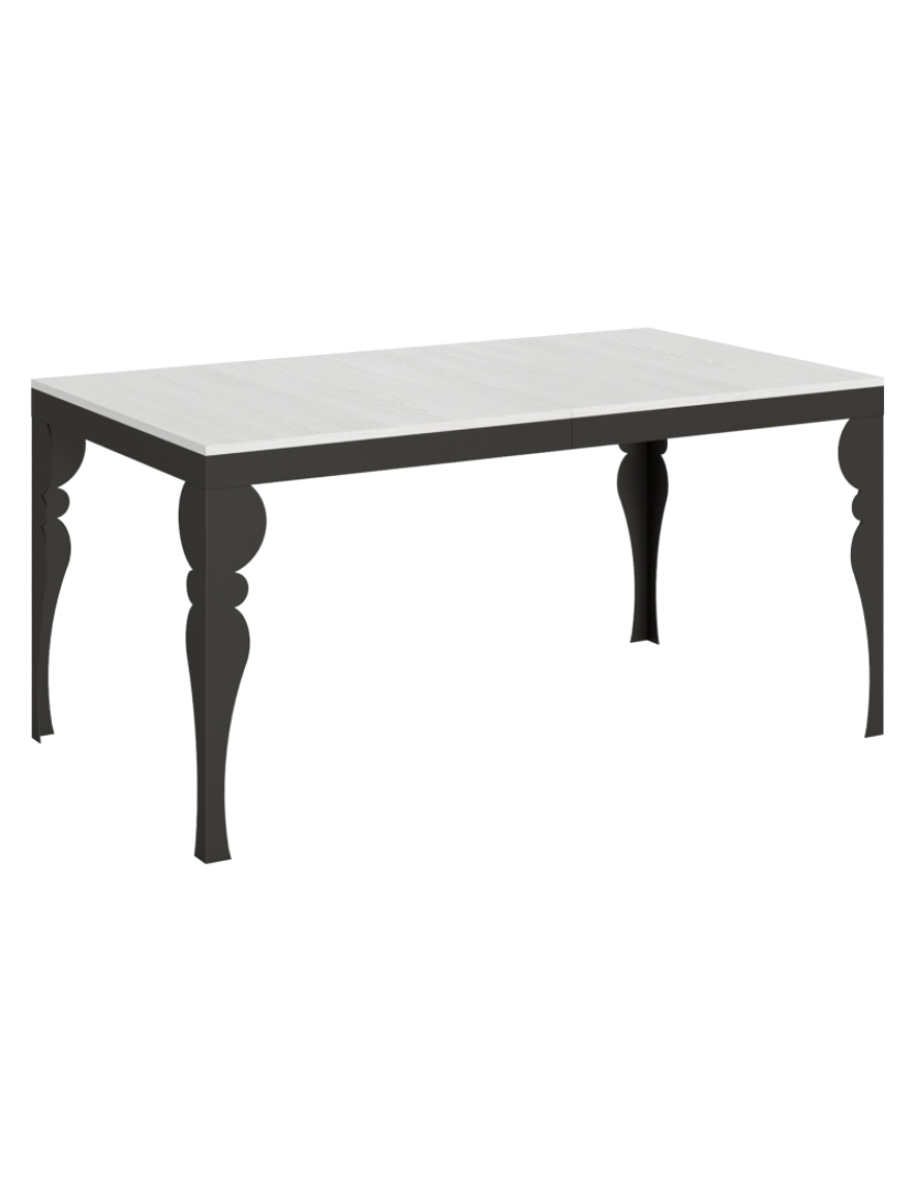 Itamoby - Mesa de jantar extensível 90x160/264 cm Paxon Evolution Cinza Branca quadro Antracite