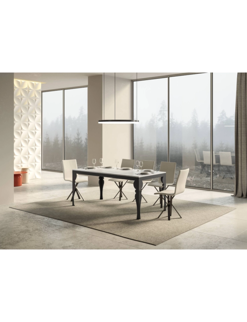 imagem de Mesa de jantar extensível 90x160/264 cm Paxon Evolution Cinza Branca quadro Antracite2