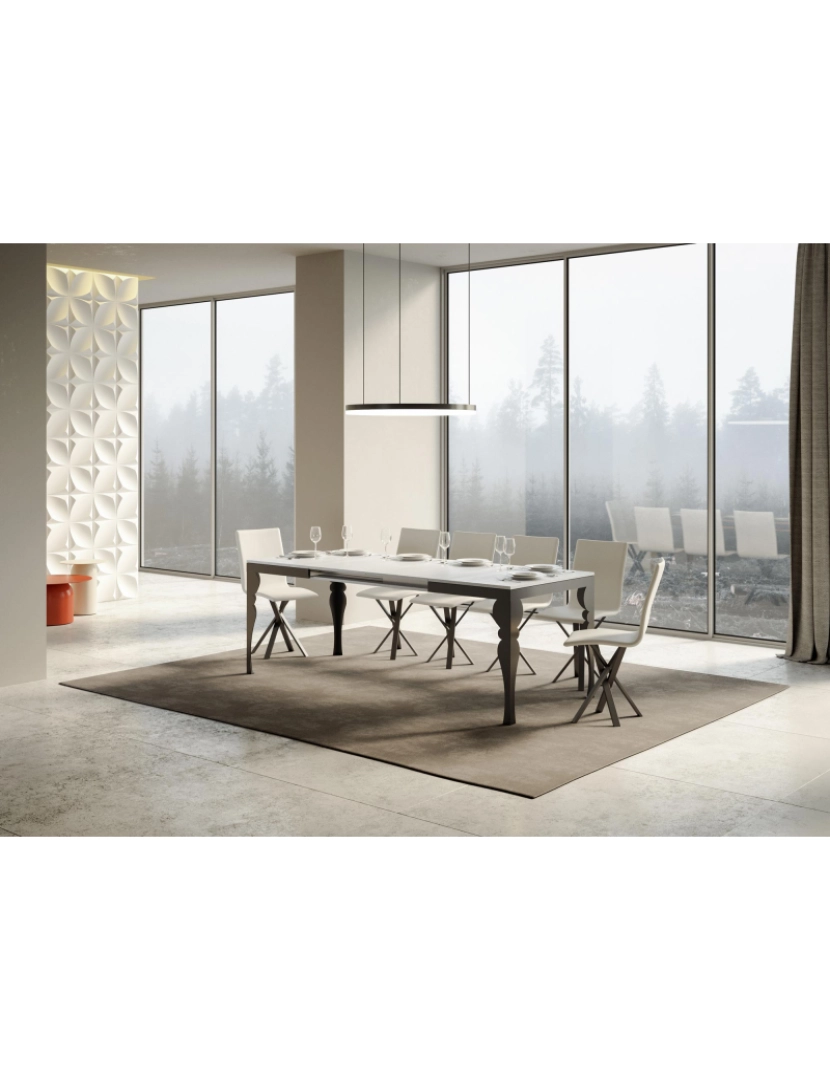 imagem de Mesa de jantar extensível 90x160/264 cm Paxon Evolution Cinza Branca quadro Antracite3