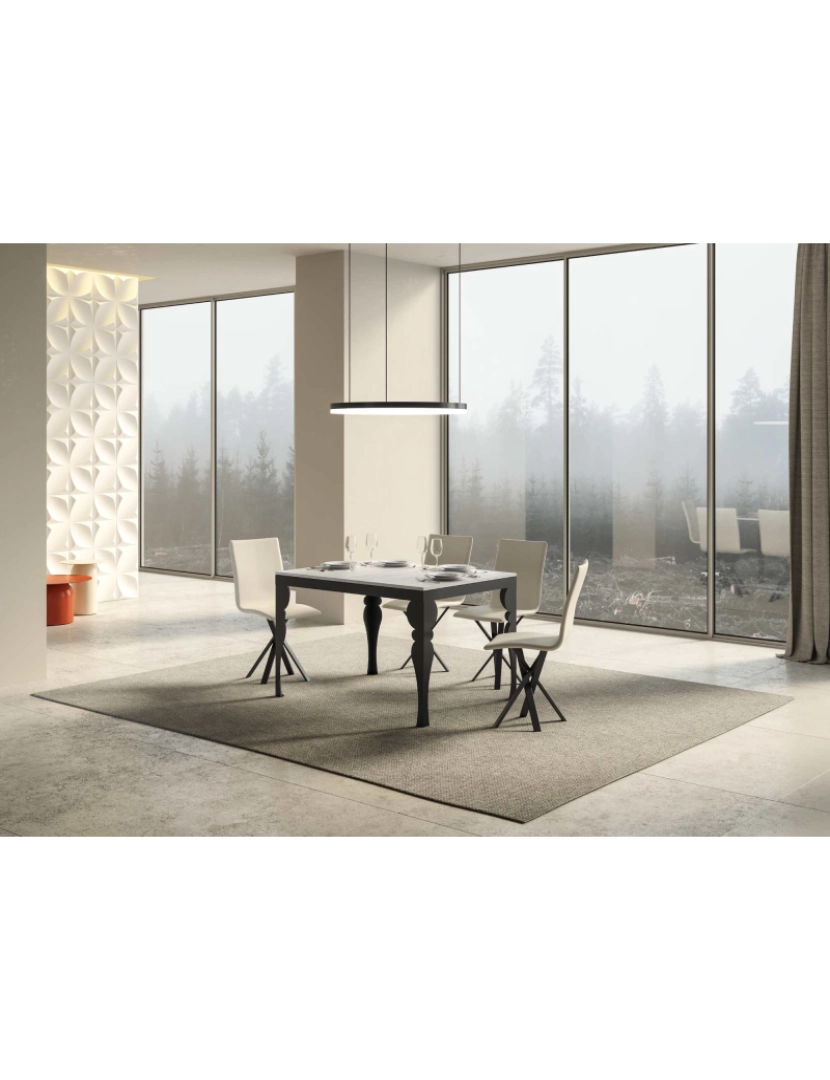 imagem de Mesa de jantar extensível 90x120/380 cm Paxon Evolution Cinza Branca quadro Antracite2