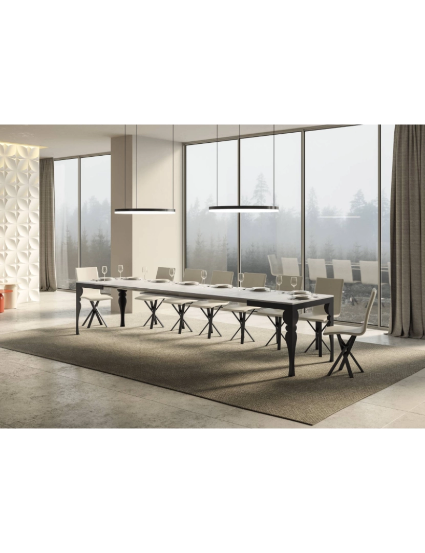 imagem de Mesa de jantar extensível 90x120/380 cm Paxon Evolution Cinza Branca quadro Antracite4