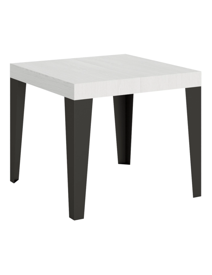 Itamoby - Mesa de jantar extensível 90x90/246 cm Flame Cinza Branca quadro Antracite