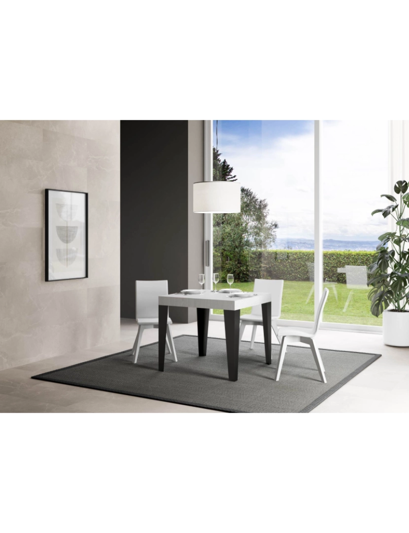 imagem de Mesa de jantar extensível 90x90/246 cm Flame Cinza Branca quadro Antracite2