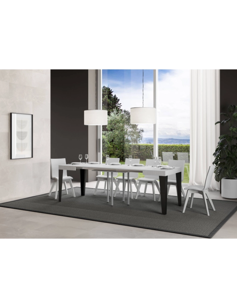 imagem de Mesa de jantar extensível 90x90/246 cm Flame Cinza Branca quadro Antracite3