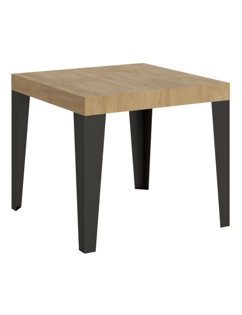 Itamoby - Mesa de jantar extensível 90x90/246 cm Flame Carvalho Natural quadro Antracite