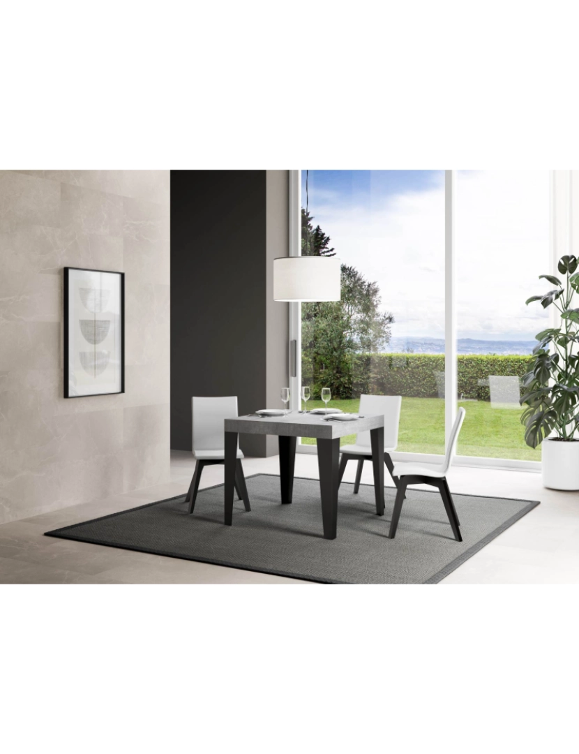 imagem de Mesa de jantar extensível 90x90/246 cm Flame Cimento quadro Antracite2