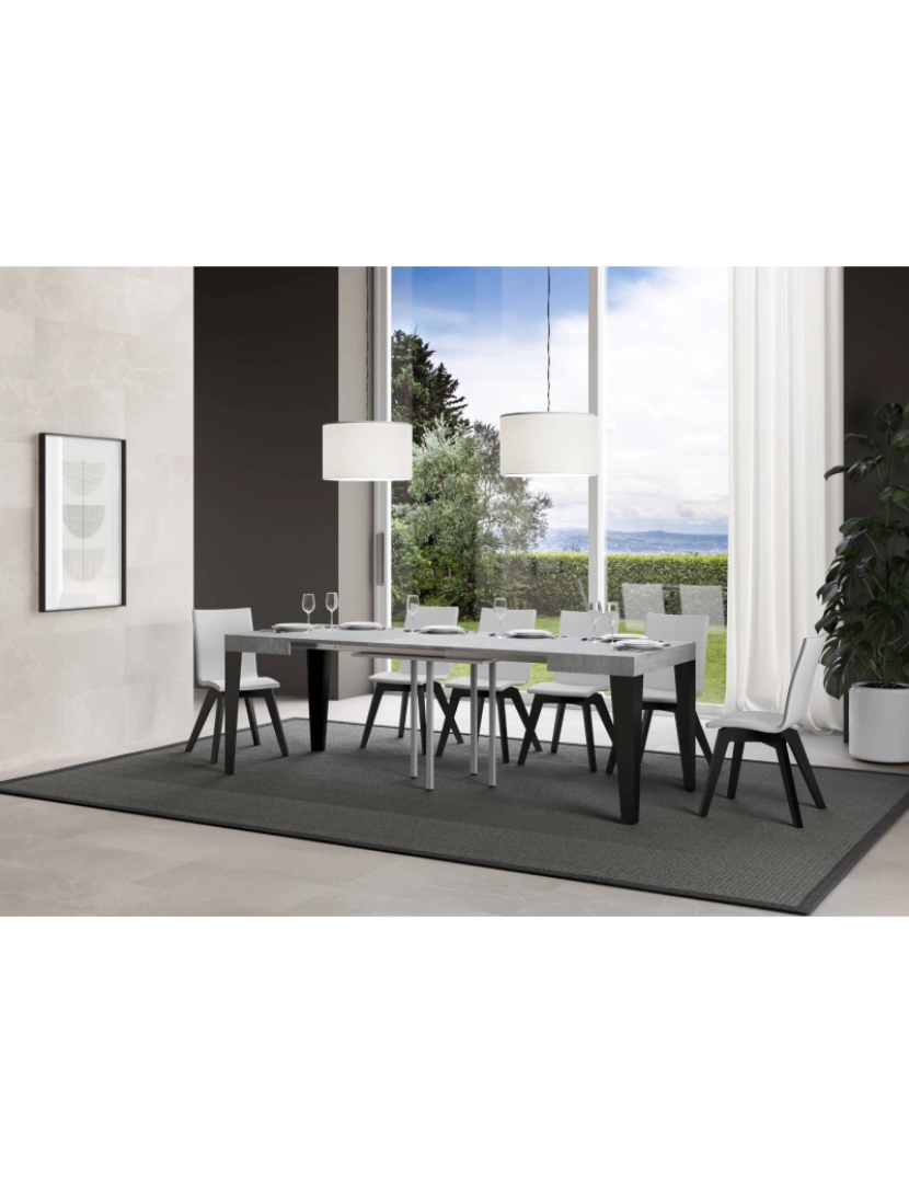 imagem de Mesa de jantar extensível 90x90/246 cm Flame Cimento quadro Antracite3