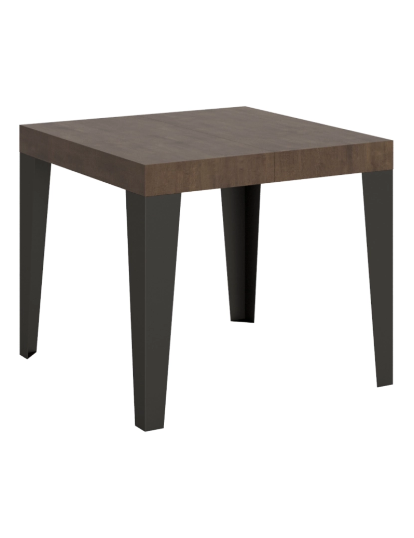 Itamoby - Mesa de jantar extensível 90x90/246 cm Flame Nogueira quadro Antracite