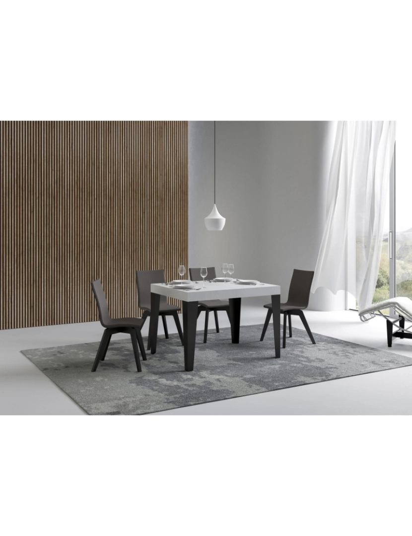 imagem de Mesa de jantar extensível 70x110/194 cm Flame Cinza Branca quadro Antracite2