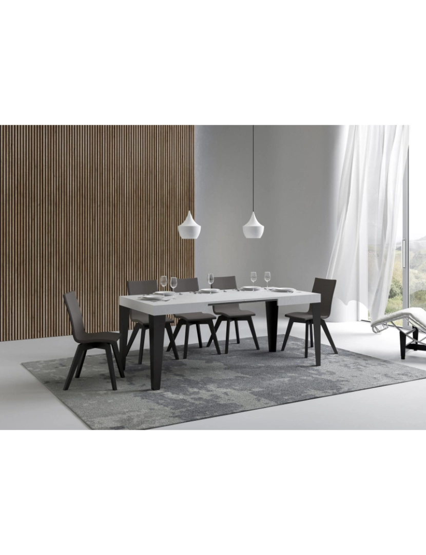 imagem de Mesa de jantar extensível 70x110/194 cm Flame Cinza Branca quadro Antracite3