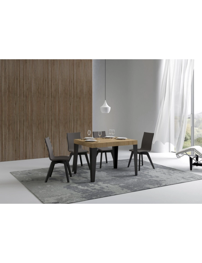 imagem de Mesa de jantar extensível 70x110/194 cm Flame Carvalho Natural quadro Antracite2