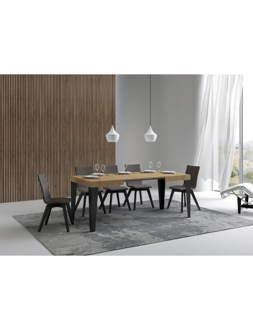 imagem de Mesa de jantar extensível 70x110/194 cm Flame Carvalho Natural quadro Antracite3