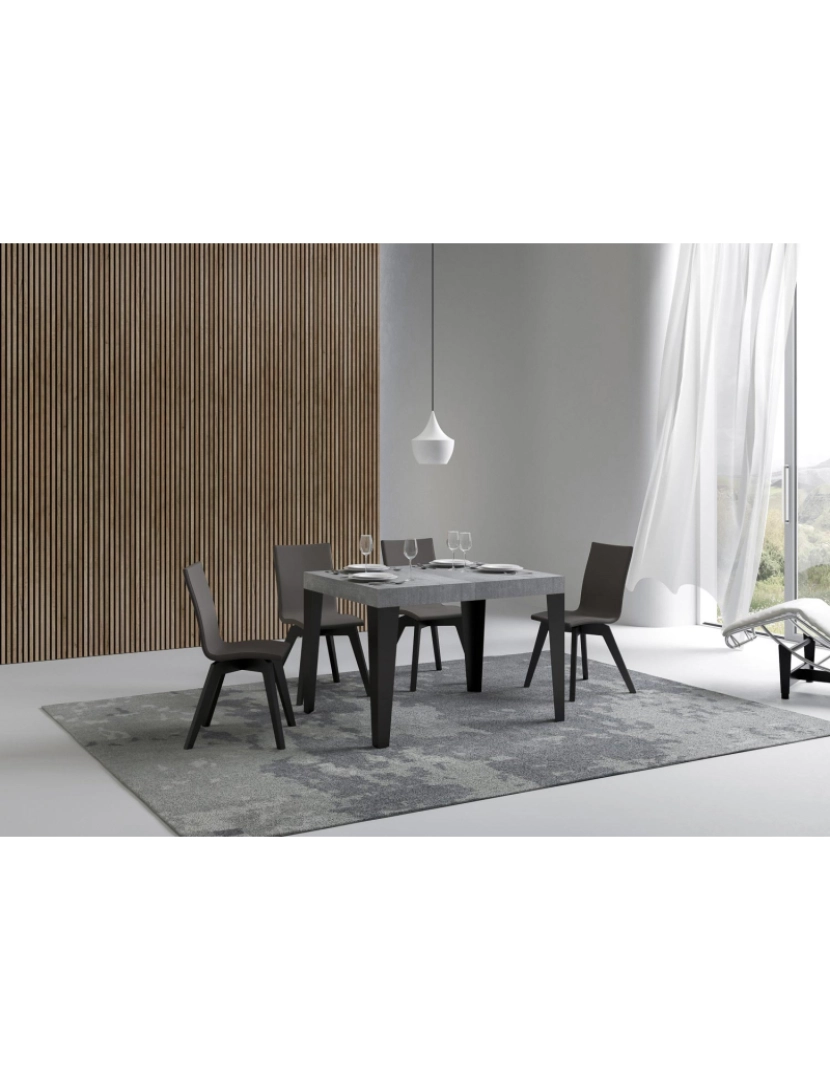 imagem de Mesa de jantar extensível 70x110/194 cm Flame Cimento quadro Antracite2