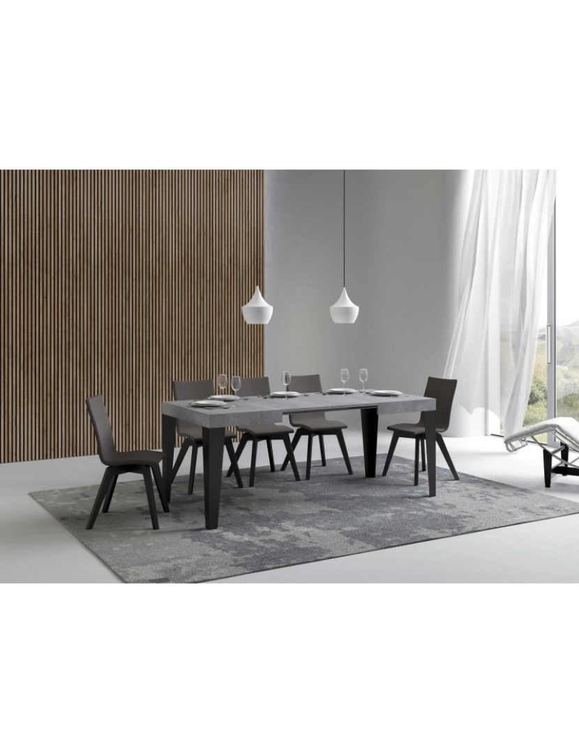 imagem de Mesa de jantar extensível 70x110/194 cm Flame Cimento quadro Antracite3