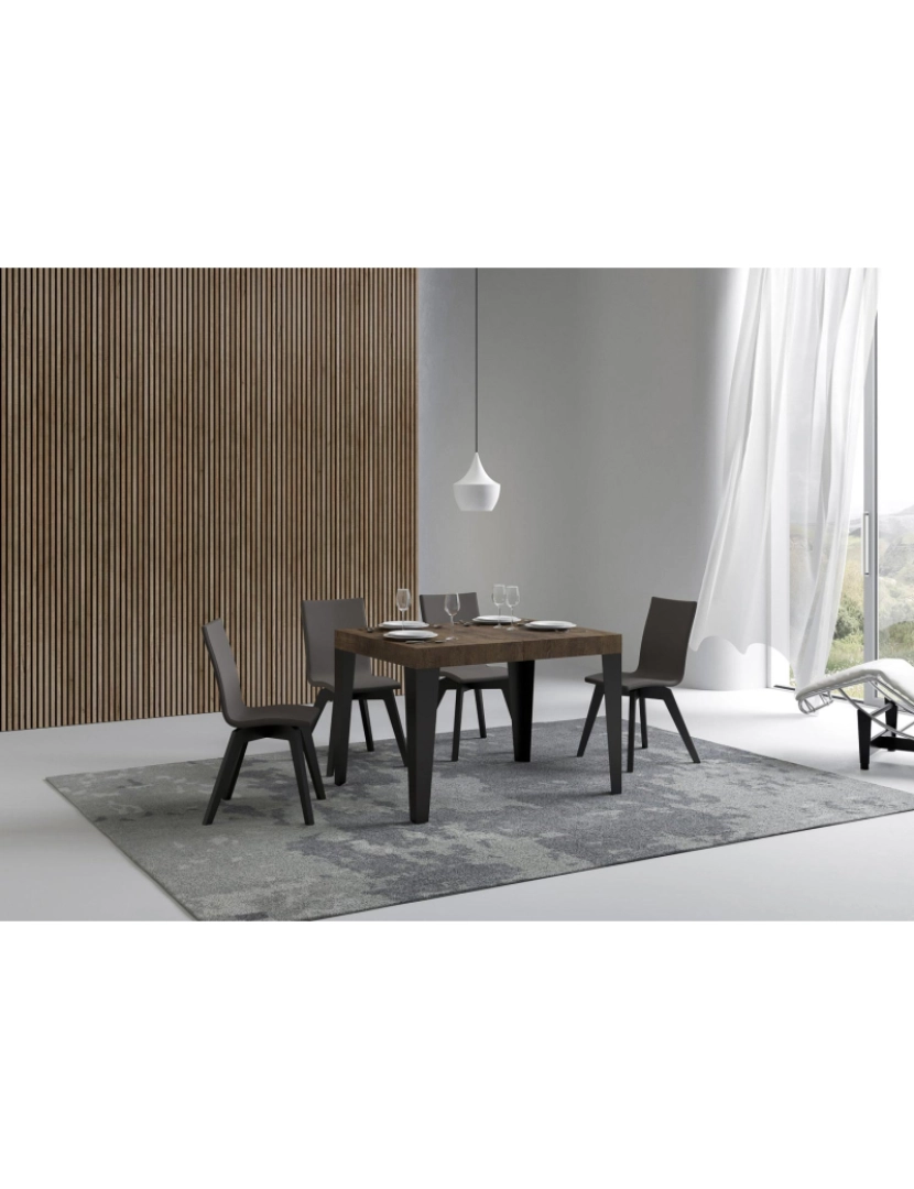 imagem de Mesa de jantar extensível 70x110/194 cm Flame Nogueira quadro Antracite2