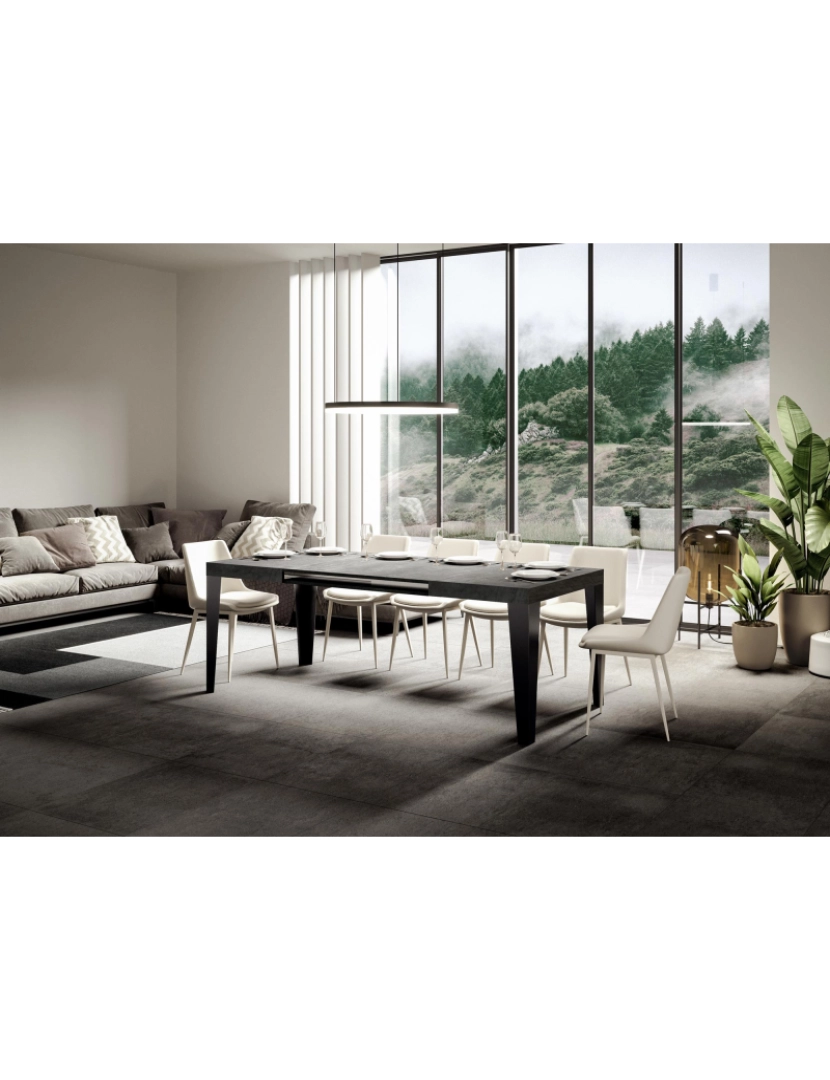 imagem de Mesa de jantar extensível 90x120/224 cm Flame Cimento quadro Antracite3