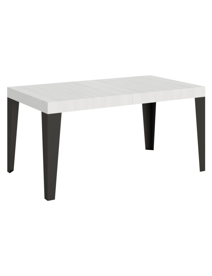 Itamoby - Mesa de jantar extensível 90x160/264 cm Flame Cinza Branca quadro Antracite