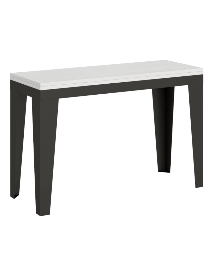 imagem de Mesa de jantar extensível tipo livro 120/200x45/90 cm Flame Double Cinza Branca quadro Antracite1