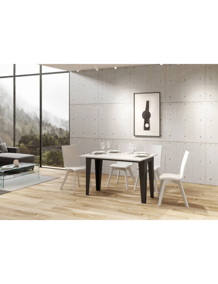 imagem de Mesa de jantar extensível tipo livro 120/200x45/90 cm Flame Double Cinza Branca quadro Antracite3