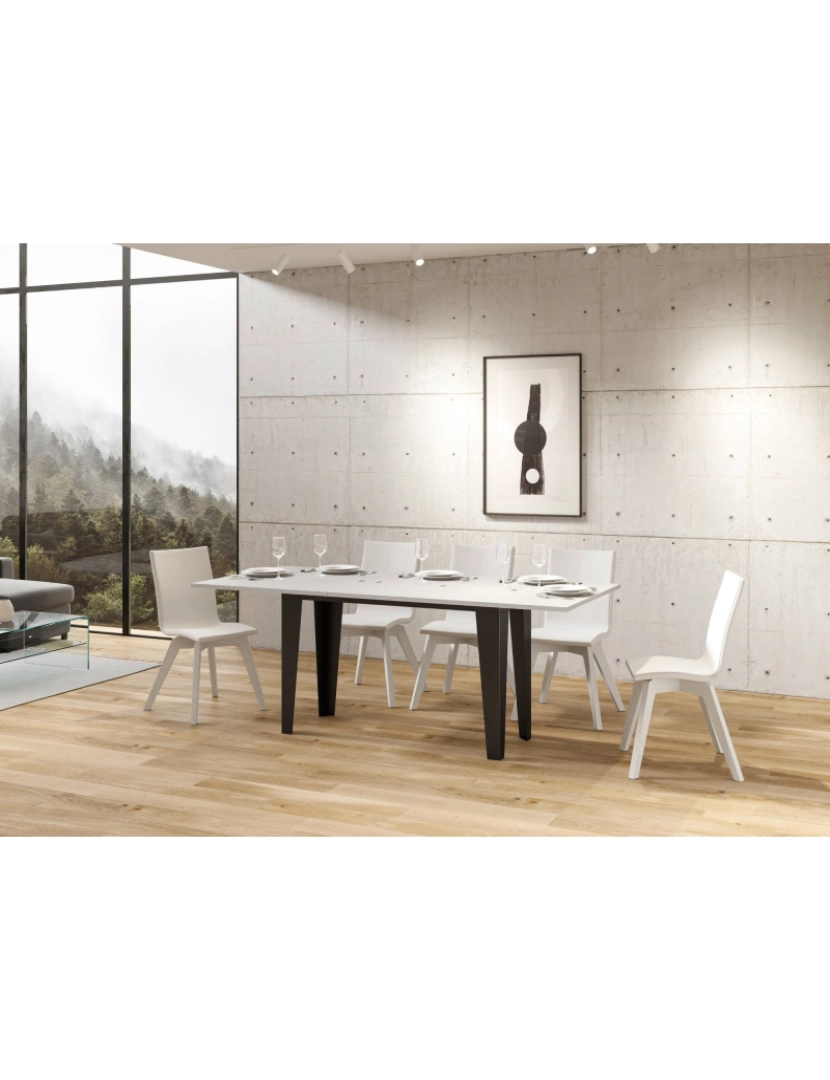 imagem de Mesa de jantar extensível tipo livro 120/200x45/90 cm Flame Double Cinza Branca quadro Antracite4